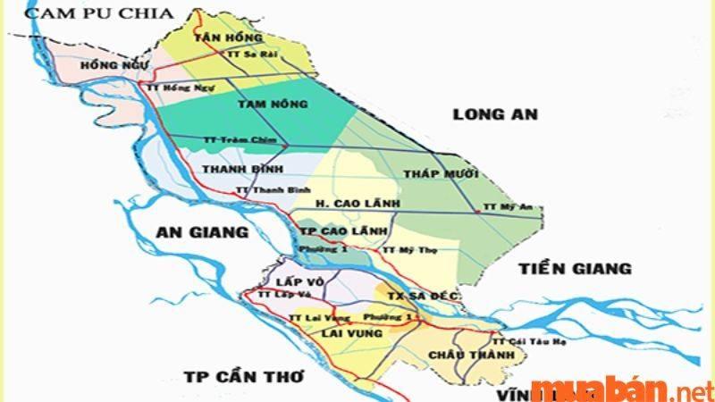 Bản đồ hành chính tỉnh Đồng Tháp