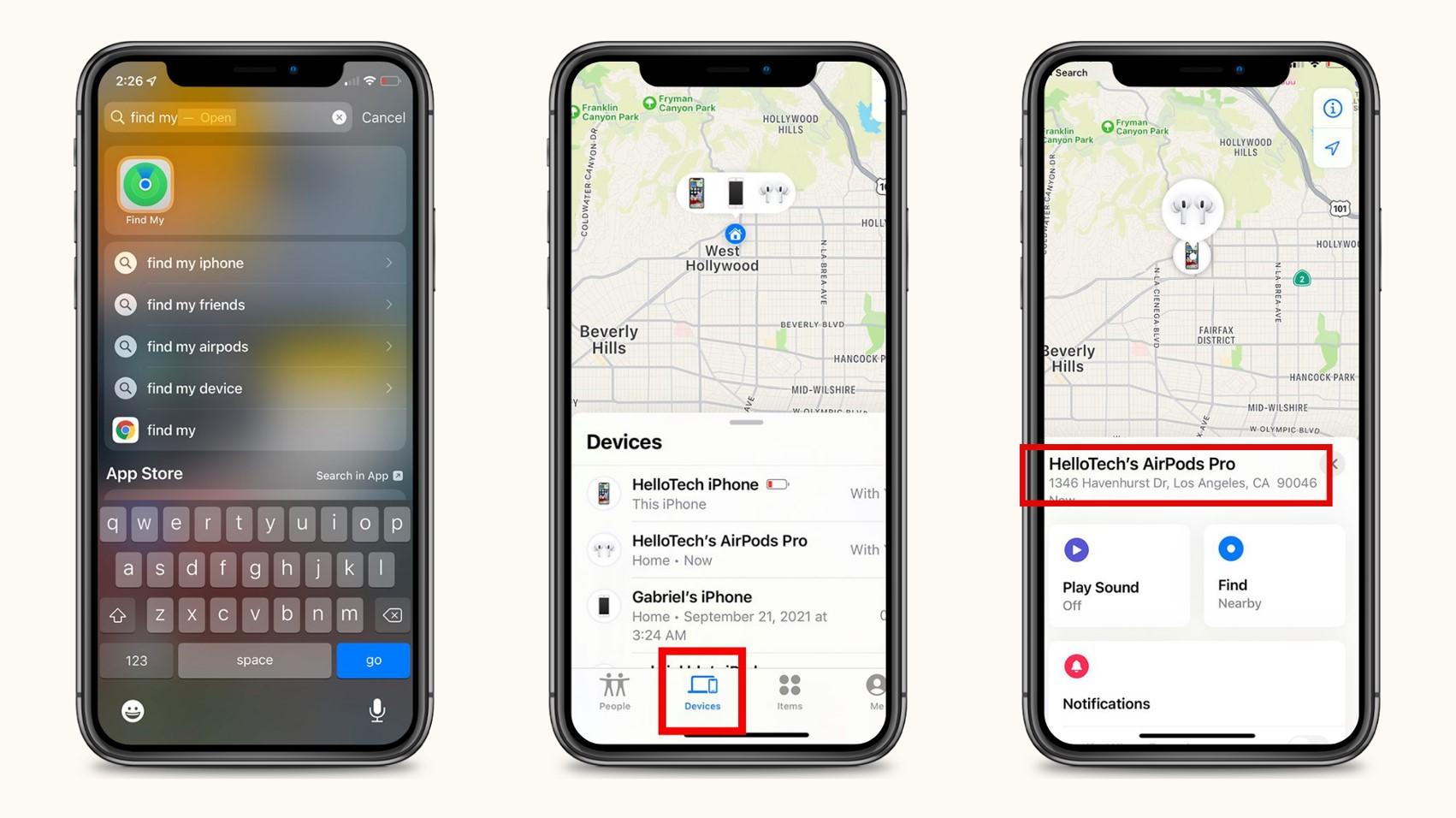 Tìm AirPods thông qua ứng dụng “Find my"