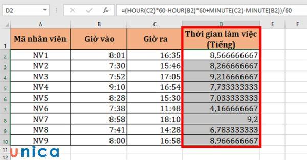 Tính số giờ làm việc trong excel là gì?