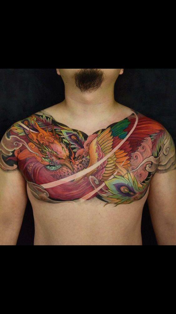 tattoo phượng hoàng kín ngực