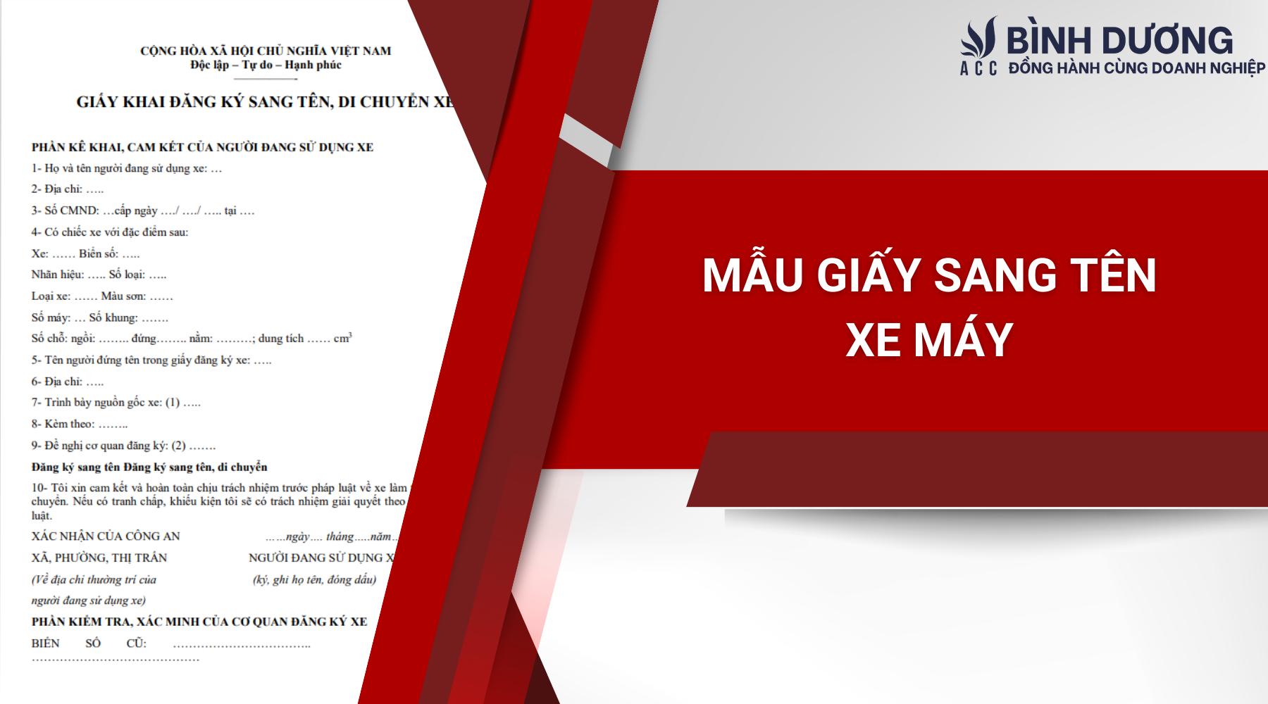 Mẫu giấy sang tên xe máy