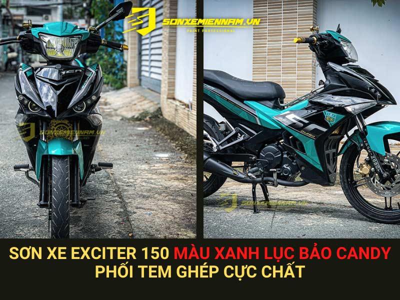 Sơn Xe Exciter 150 Màu Xanh Lục Bảo Candy Phối Tem Ghép Cực Chất 2025