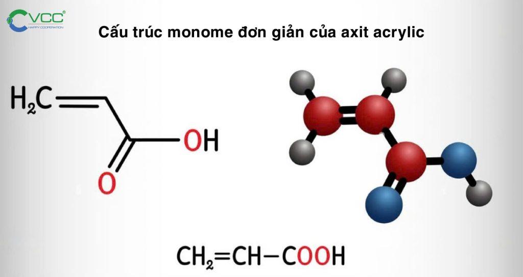 Cấu trúc monome đơn giản của axit acrylic